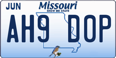 MO license plate AH9D0P