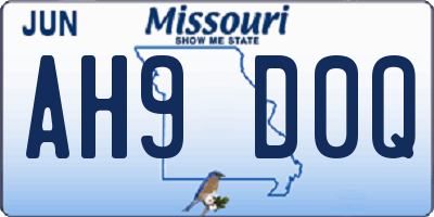 MO license plate AH9D0Q