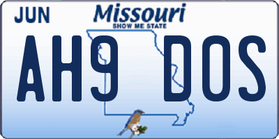 MO license plate AH9D0S