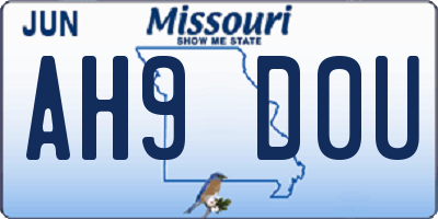 MO license plate AH9D0U