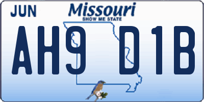 MO license plate AH9D1B