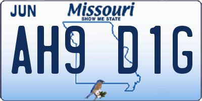 MO license plate AH9D1G