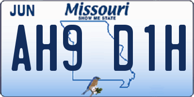 MO license plate AH9D1H