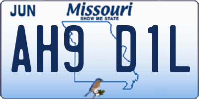 MO license plate AH9D1L