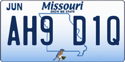 MO license plate AH9D1Q