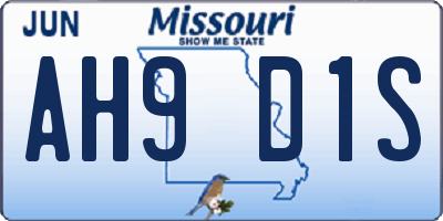 MO license plate AH9D1S