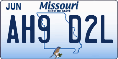 MO license plate AH9D2L