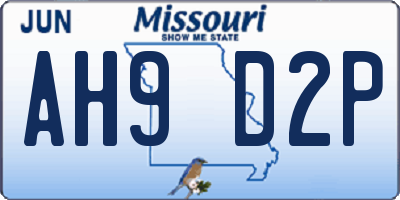 MO license plate AH9D2P