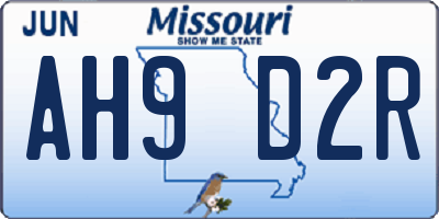 MO license plate AH9D2R