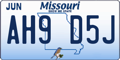 MO license plate AH9D5J