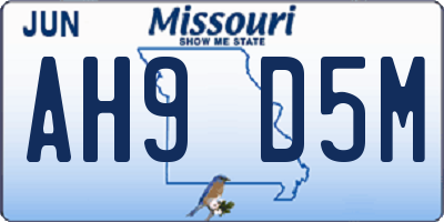MO license plate AH9D5M