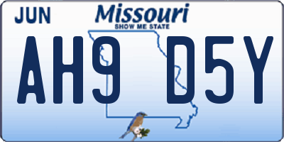MO license plate AH9D5Y