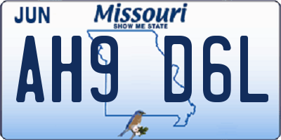 MO license plate AH9D6L