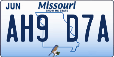 MO license plate AH9D7A