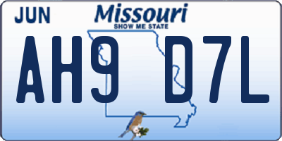 MO license plate AH9D7L