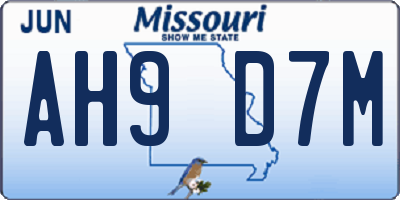 MO license plate AH9D7M