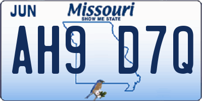 MO license plate AH9D7Q