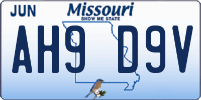 MO license plate AH9D9V