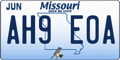 MO license plate AH9E0A