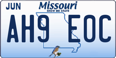 MO license plate AH9E0C