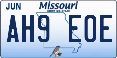 MO license plate AH9E0E