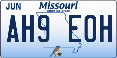 MO license plate AH9E0H