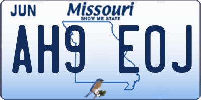MO license plate AH9E0J