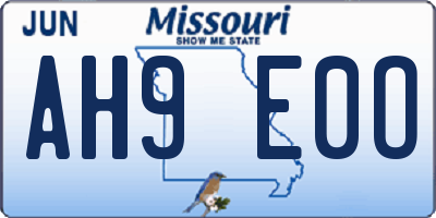 MO license plate AH9E0O