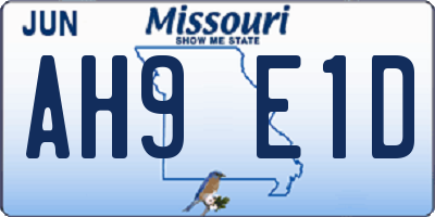 MO license plate AH9E1D