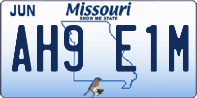MO license plate AH9E1M