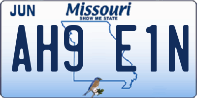 MO license plate AH9E1N