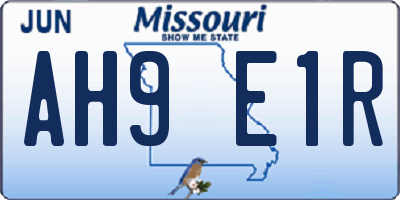 MO license plate AH9E1R