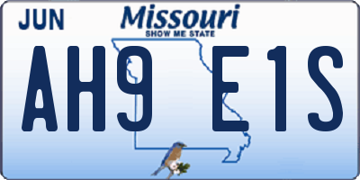 MO license plate AH9E1S