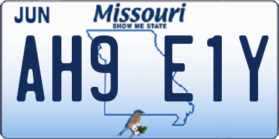 MO license plate AH9E1Y