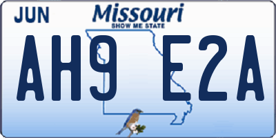 MO license plate AH9E2A