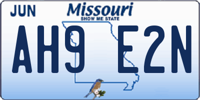 MO license plate AH9E2N