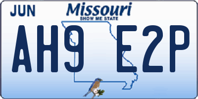 MO license plate AH9E2P