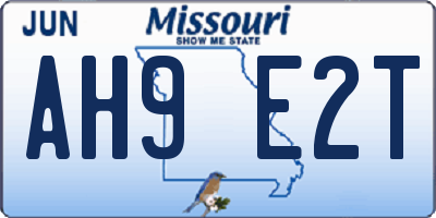 MO license plate AH9E2T
