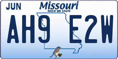 MO license plate AH9E2W
