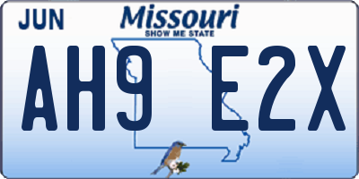 MO license plate AH9E2X