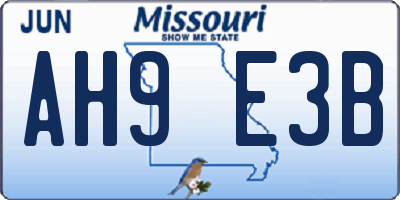 MO license plate AH9E3B