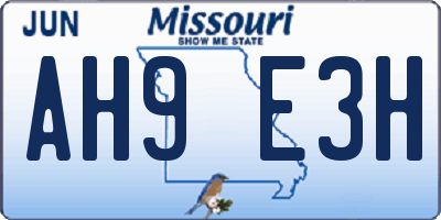 MO license plate AH9E3H