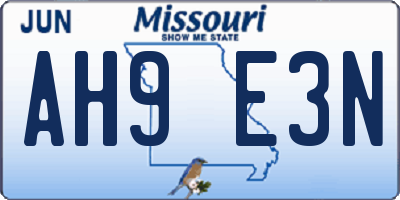 MO license plate AH9E3N