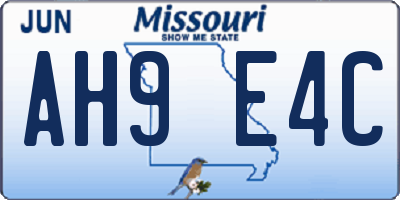 MO license plate AH9E4C