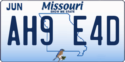 MO license plate AH9E4D