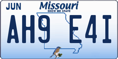 MO license plate AH9E4I