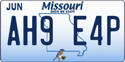 MO license plate AH9E4P