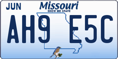 MO license plate AH9E5C