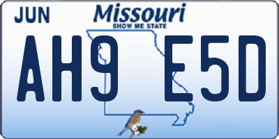 MO license plate AH9E5D
