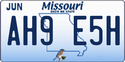 MO license plate AH9E5H